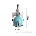 Gemstone Turquoise Ball Alloy Elephant Pendant Necklace